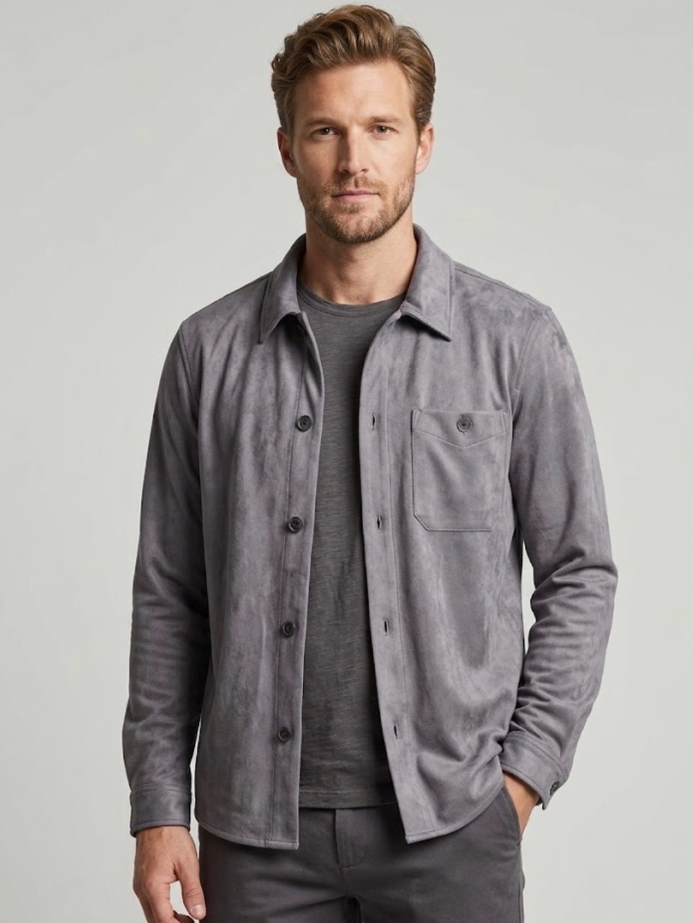 Tahari Men’s Faux Suede Shirt Jacket